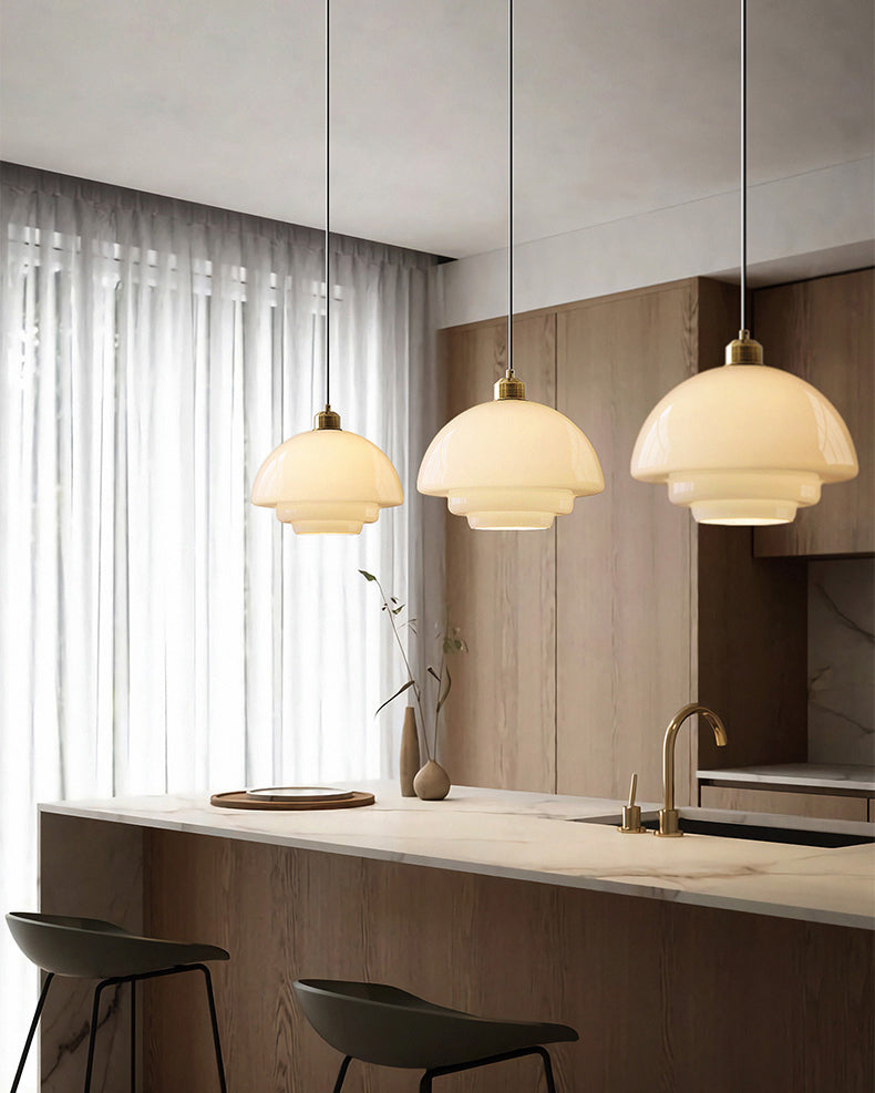 WOMO Milk Glass Dome Pendant Light-WM3009