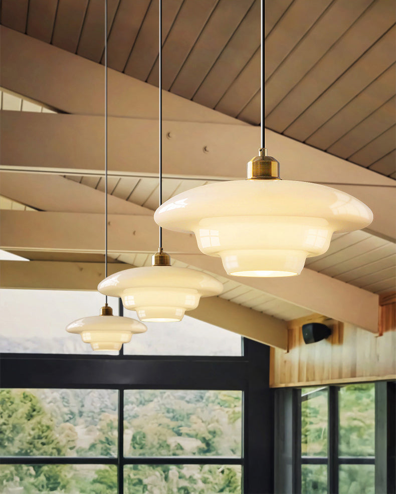 WOMO Milk Glass Dome Pendant Light-WM3009