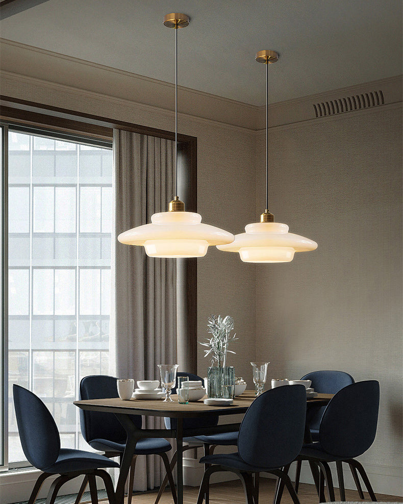 WOMO Milk Glass Dome Pendant Light-WM3009