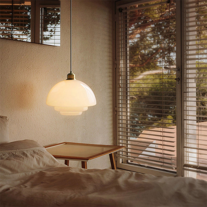 WOMO Milk Glass Dome Pendant Light-WM3009