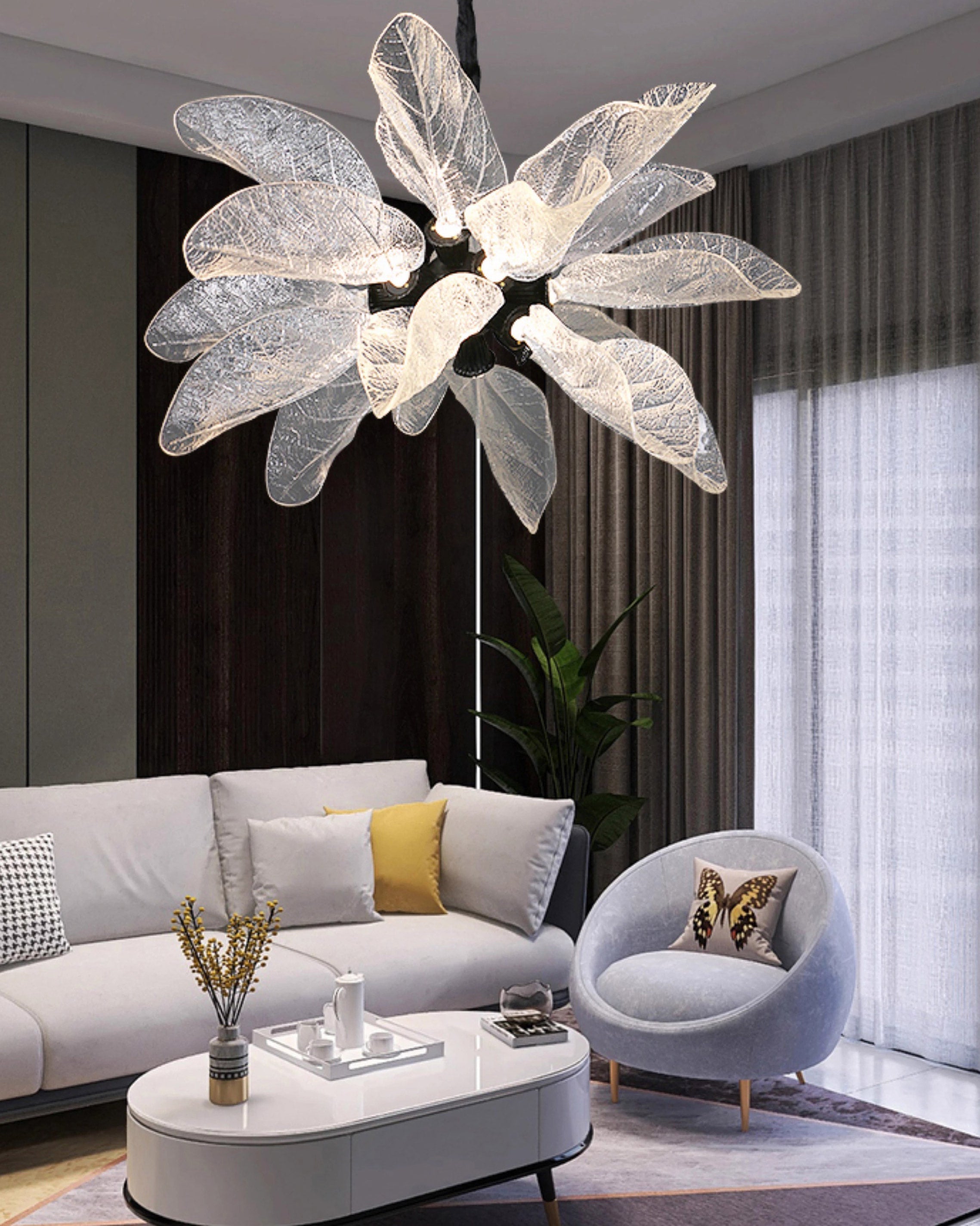 WOMO Luxury Crystal Leaf Chandelier-WM3010