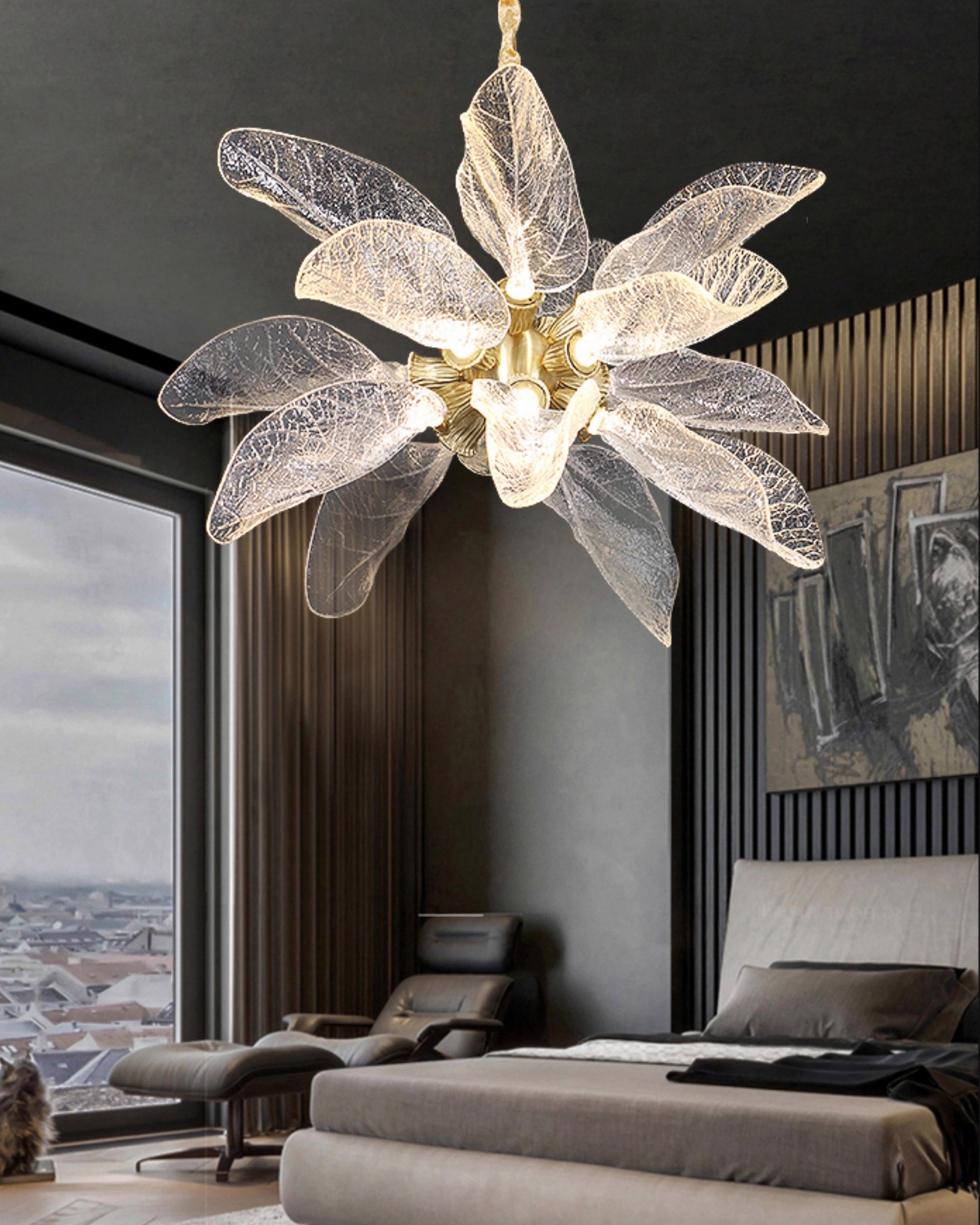 WOMO Luxury Crystal Leaf Chandelier-WM3010