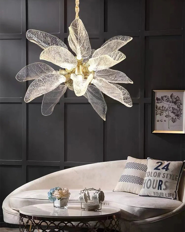 WOMO Luxury Crystal Leaf Chandelier-WM3010
