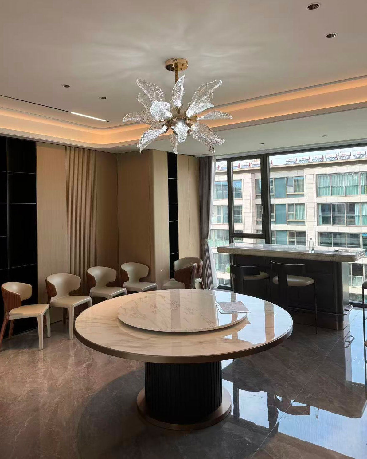 WOMO Luxury Crystal Leaf Chandelier-WM3010