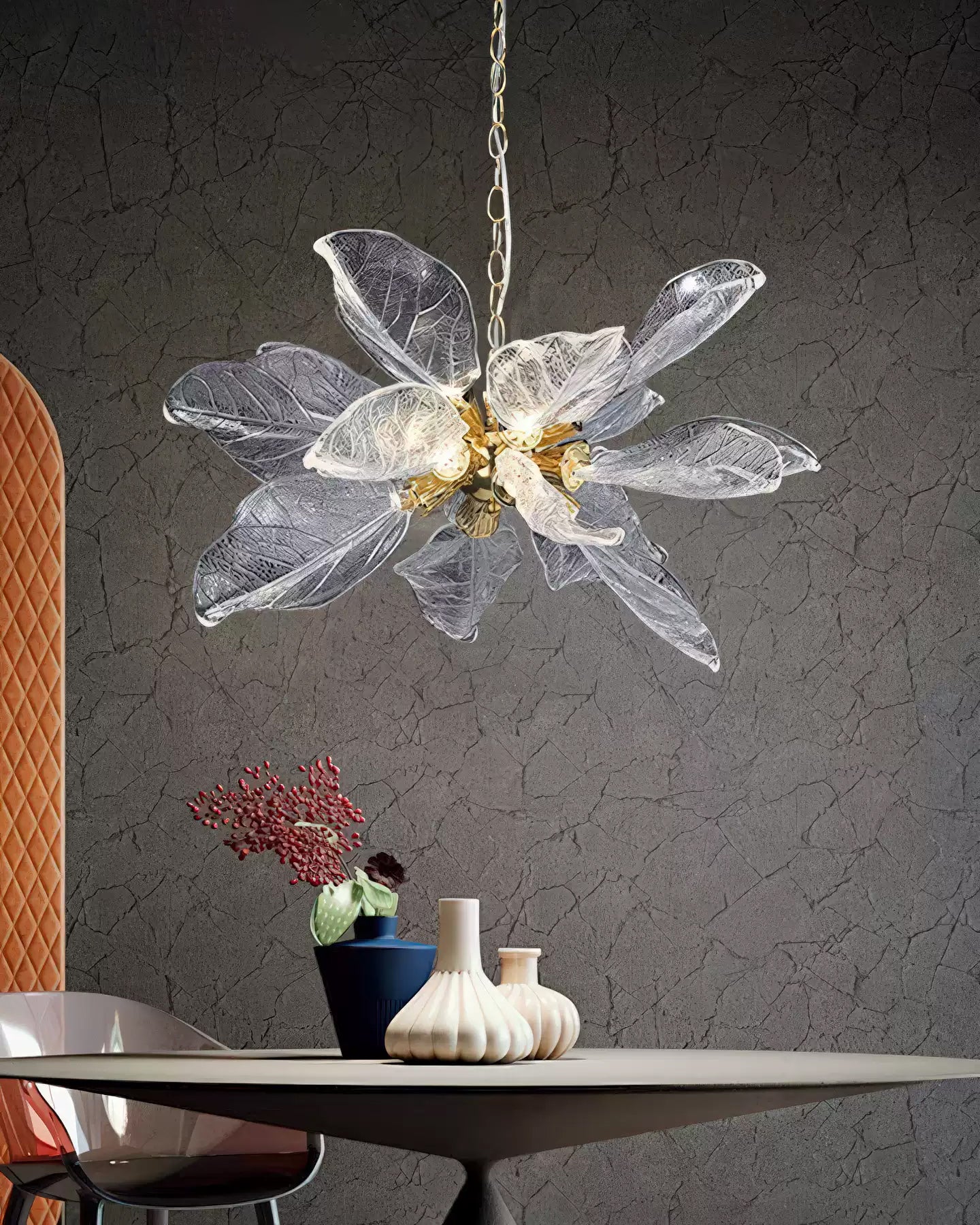 WOMO  Crystal Leaf Petal Chandelier-WM3013