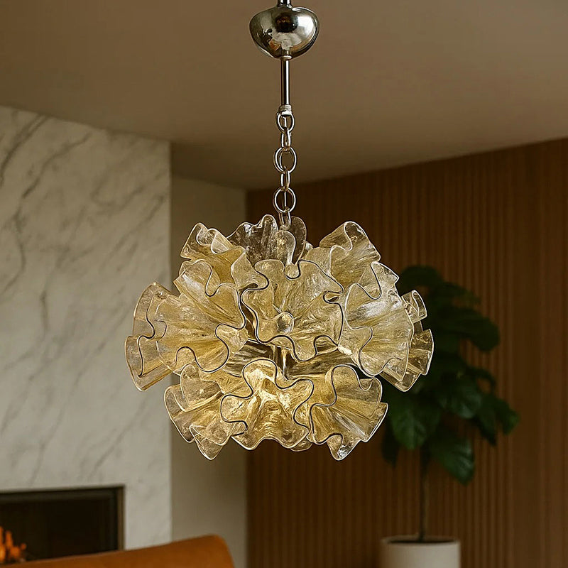WOMO Green Glass Flower Chandelier-WM3017