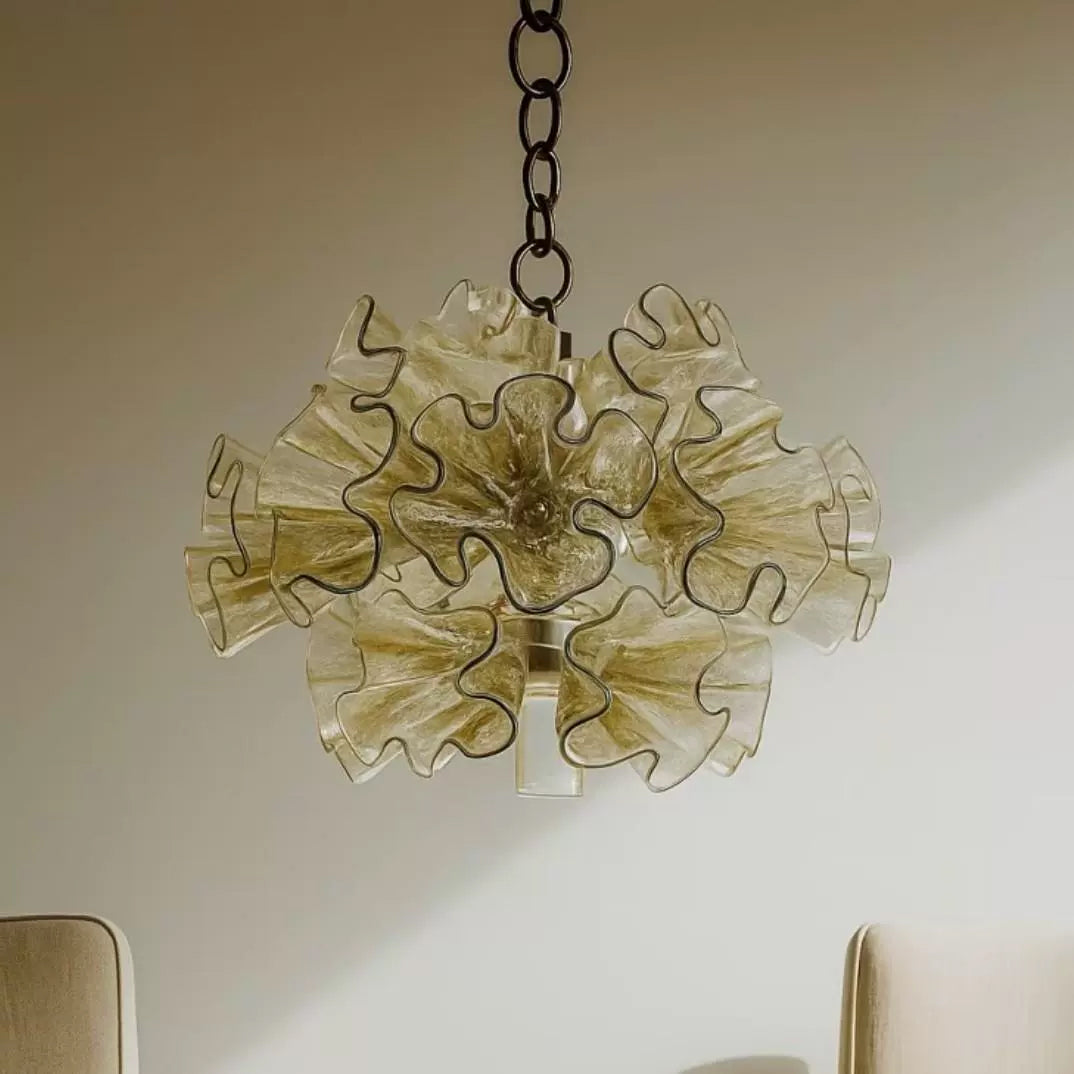 WOMO Green Glass Flower Chandelier-WM3017