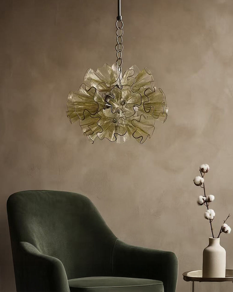 WOMO Green Glass Flower Chandelier-WM3017