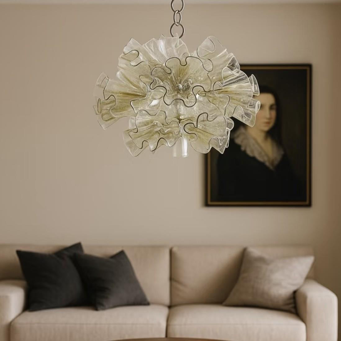 WOMO Green Glass Flower Chandelier-WM3017