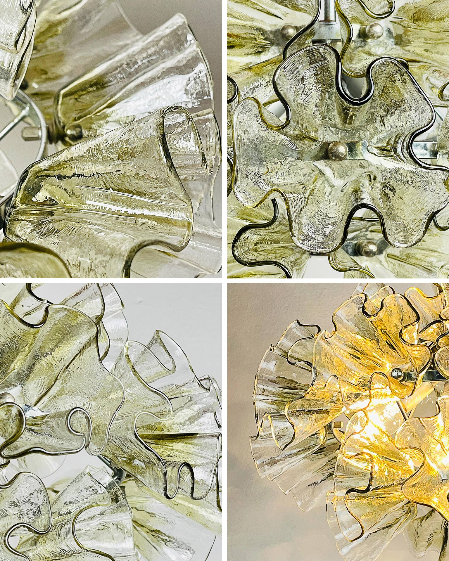 WOMO Green Glass Flower Chandelier-WM3017
