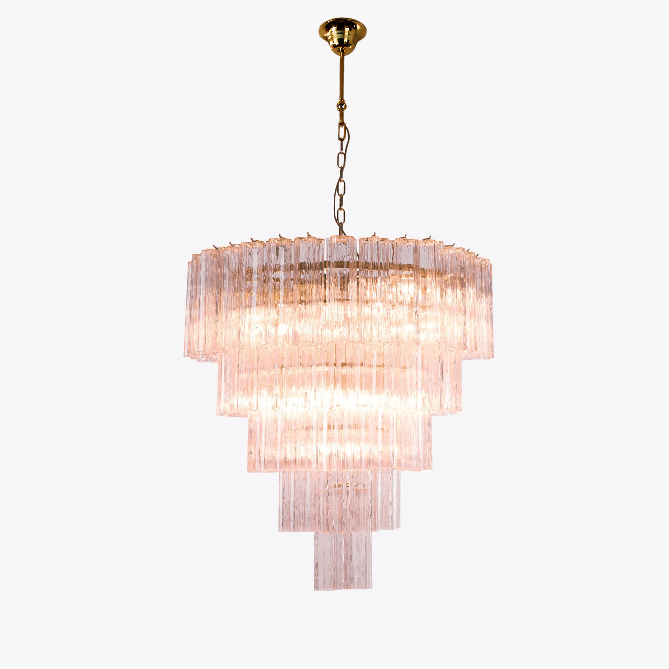WOMO Pink Glass Tiered Chandelier-WM3018