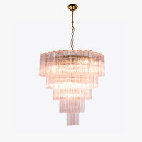 WOMO Pink Glass Tiered Chandelier-WM3018
