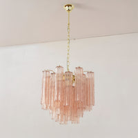 WOMO Pink Glass Tiered Chandelier-WM3018