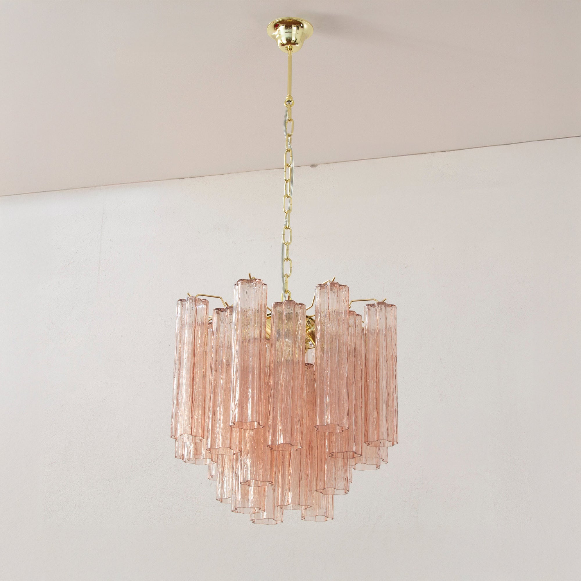 WOMO Pink Glass Tiered Chandelier-WM3018