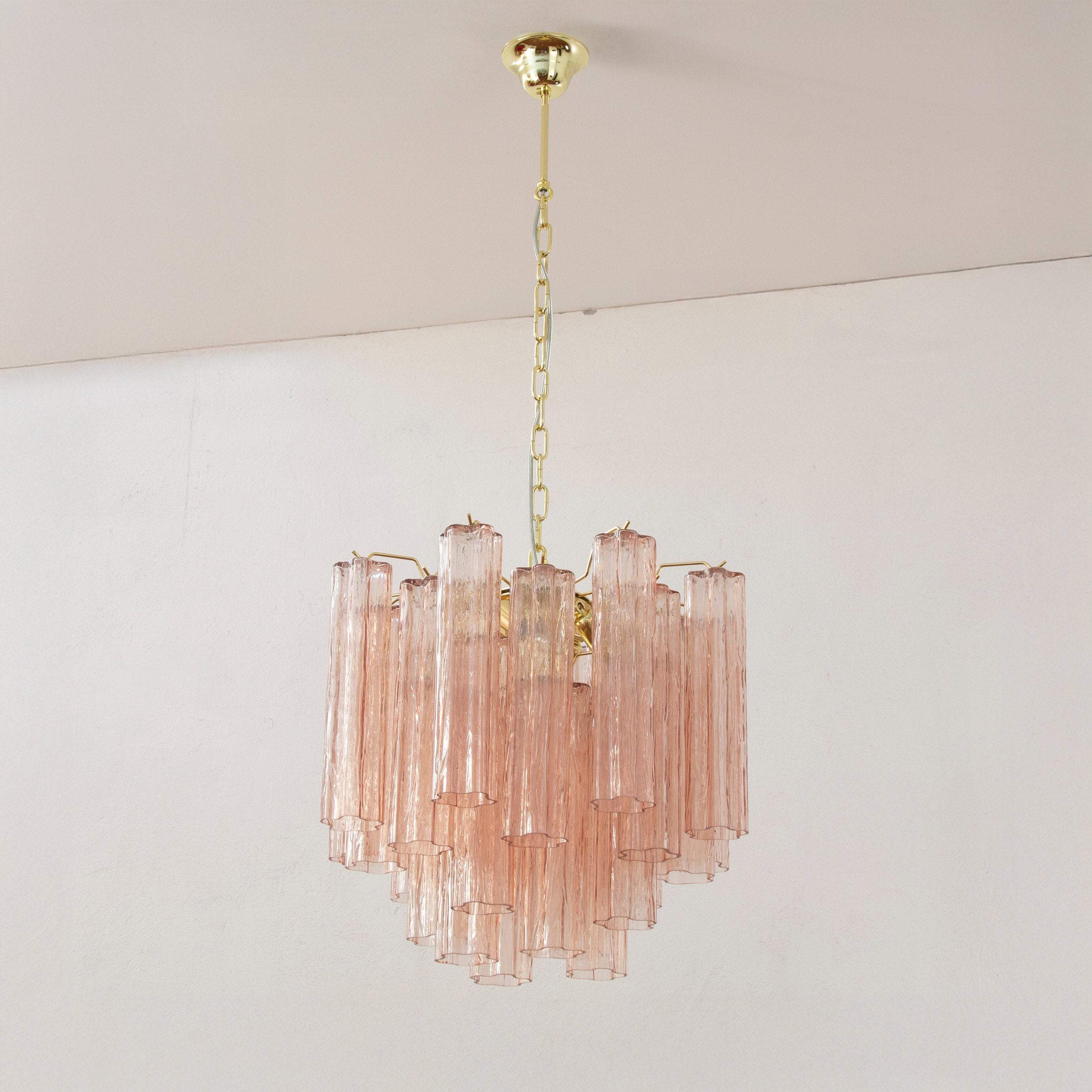 WOMO Pink Glass Tiered Chandelier-WM3018
