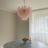 WOMO Pink Glass Tiered Chandelier-WM3018
