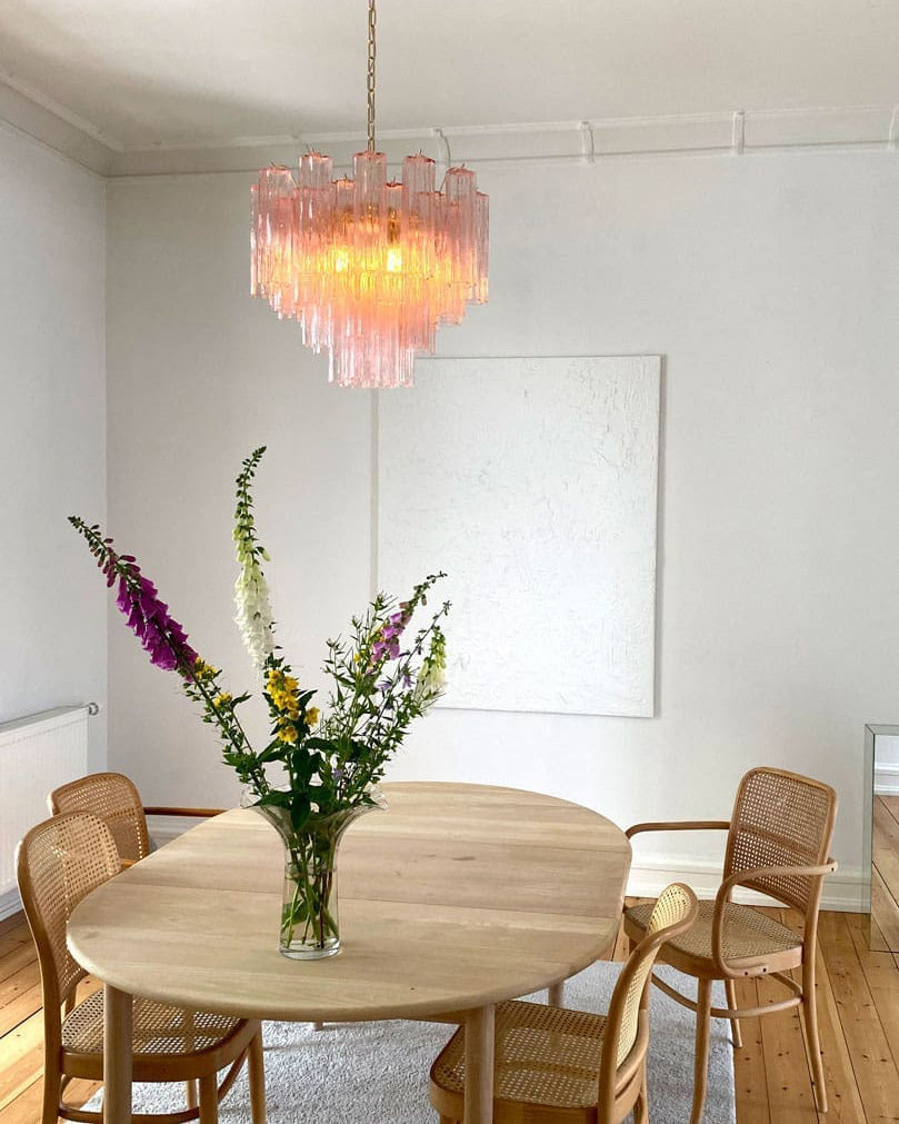 WOMO Pink Glass Tiered Chandelier-WM3018