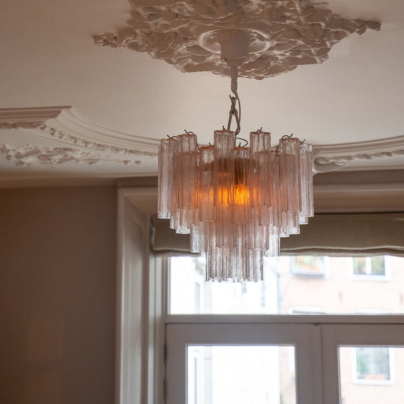 WOMO Pink Glass Tiered Chandelier-WM3018