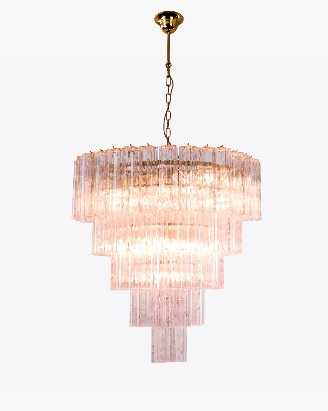WOMO Pink Glass Tiered Chandelier-WM3018