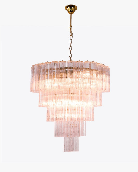 WOMO Pink Glass Tiered Chandelier-WM3018