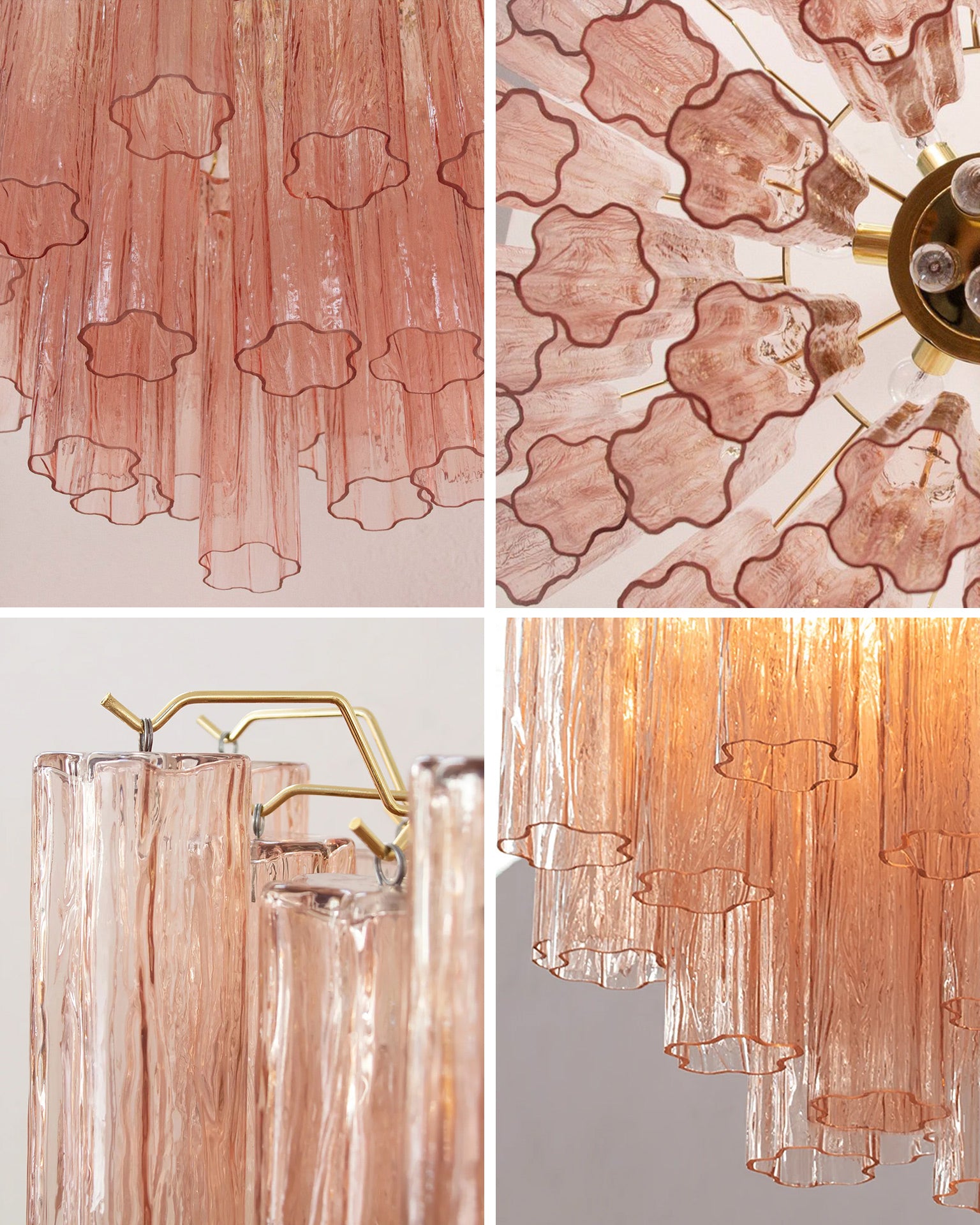 WOMO Pink Glass Tiered Chandelier-WM3018