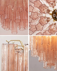 WOMO Pink Glass Tiered Chandelier-WM3018