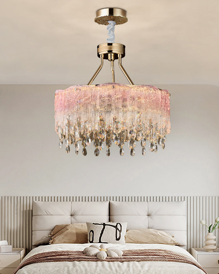 WOMO Glass Fringe Crystal Chandelier-WM3021