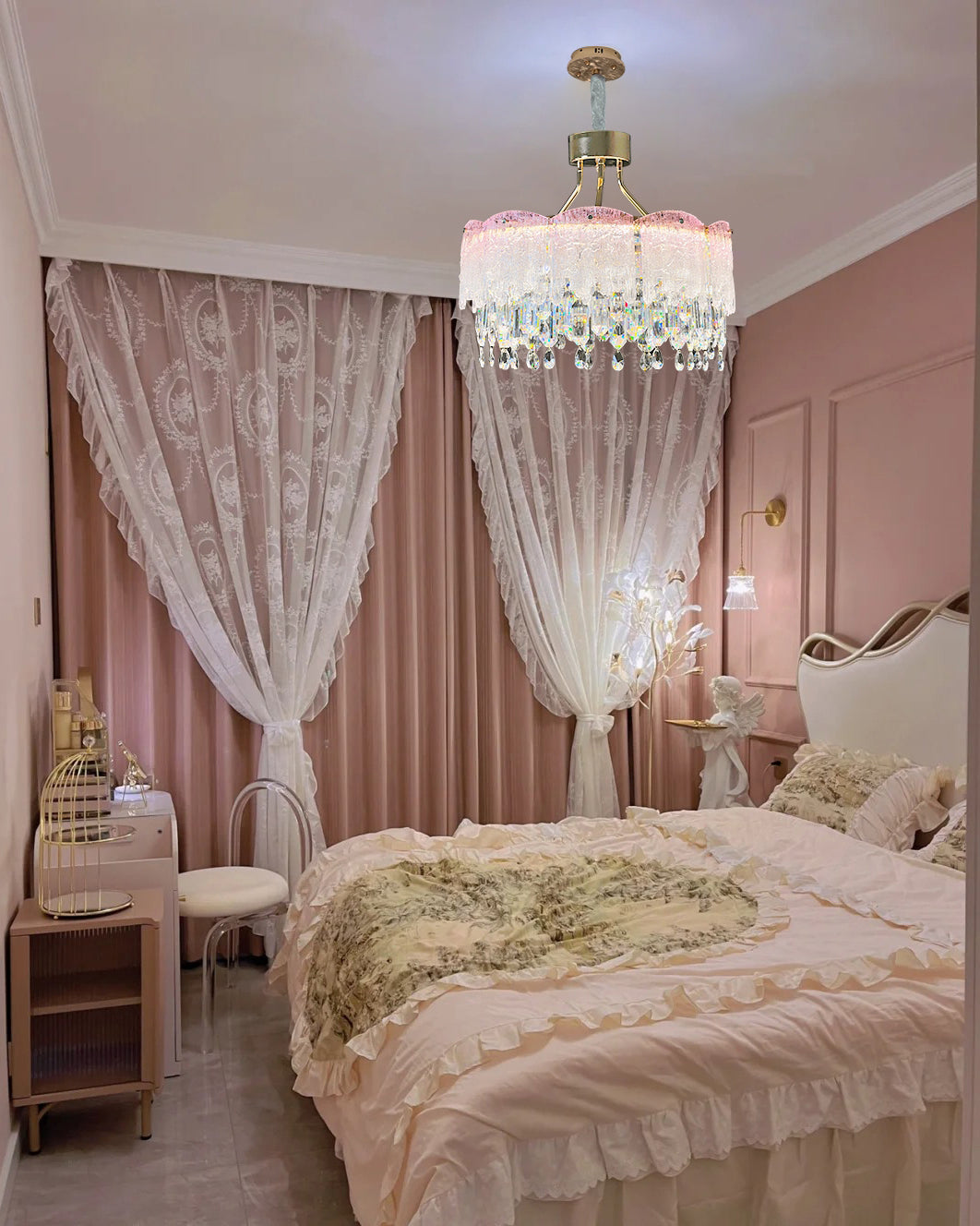 WOMO Glass Fringe Crystal Chandelier-WM3021
