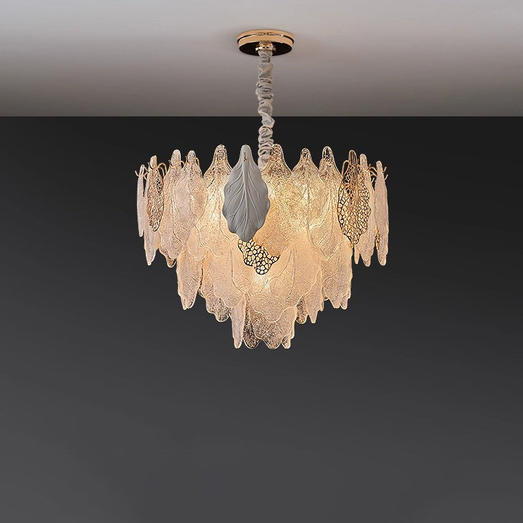 WOMO Tiered Glass Leaf Chandelier-WM3022