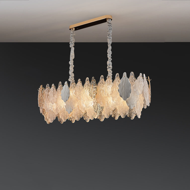 WOMO Tiered Glass Leaf Chandelier-WM3022