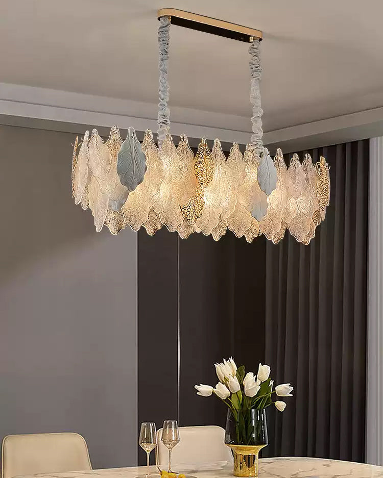 WOMO Tiered Glass Leaf Chandelier-WM3022
