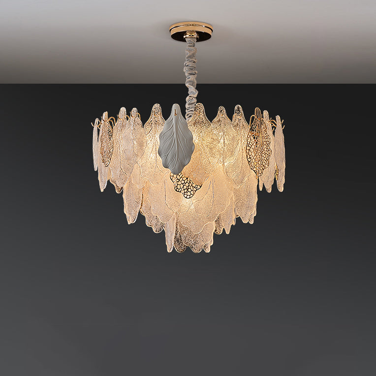 WOMO Tiered Glass Leaf Chandelier-WM3022