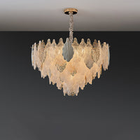 WOMO Tiered Glass Leaf Chandelier-WM3022