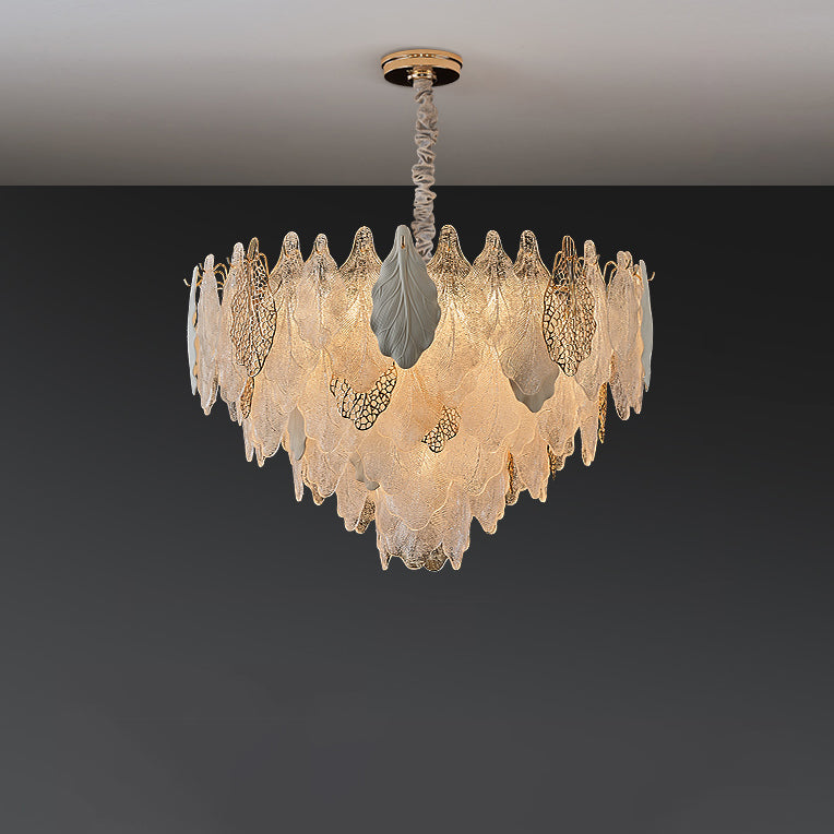 WOMO Tiered Glass Leaf Chandelier-WM3022