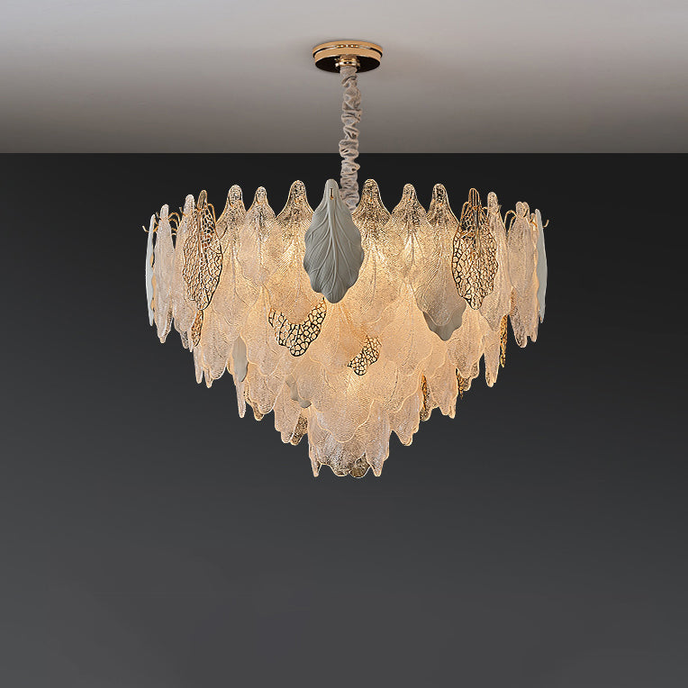 WOMO Tiered Glass Leaf Chandelier-WM3022
