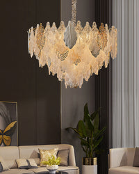 WOMO Tiered Glass Leaf Chandelier-WM3022