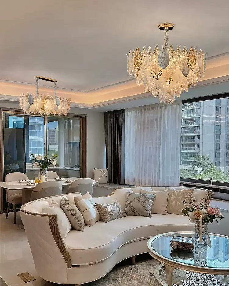 WOMO Tiered Glass Leaf Chandelier-WM3022
