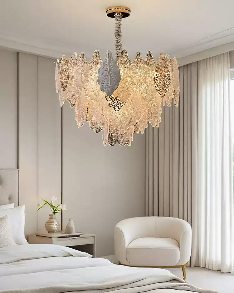 WOMO Tiered Glass Leaf Chandelier-WM3022