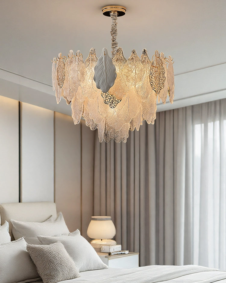 WOMO Tiered Glass Leaf Chandelier-WM3022