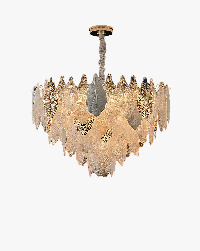 WOMO Tiered Glass Leaf Chandelier-WM3022