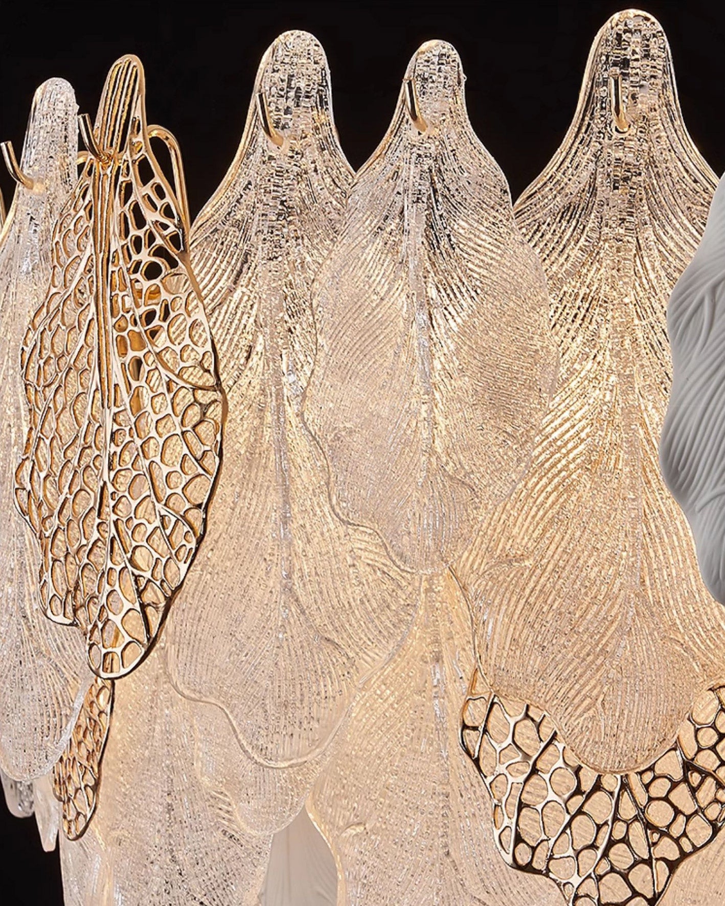 WOMO Tiered Glass Leaf Chandelier-WM3022