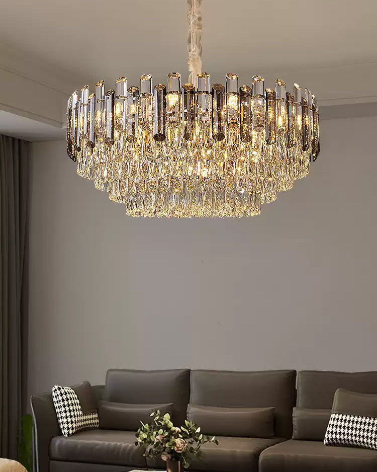 WOMO Smoked Crystal Tiered Chandelier-WM3024