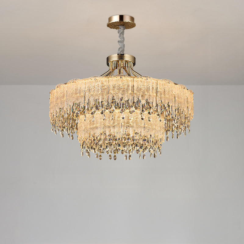WOMO Gold Fringe Crystal Chandelier-WM3028