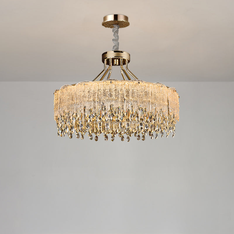 WOMO Gold Fringe Crystal Chandelier-WM3028