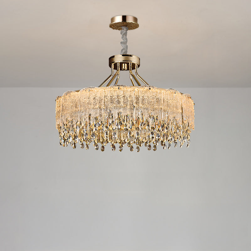 WOMO Gold Fringe Crystal Chandelier-WM3028