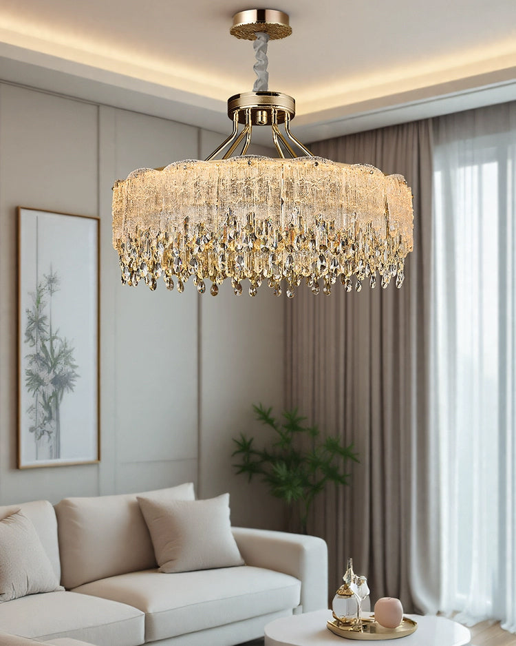 WOMO Gold Fringe Crystal Chandelier-WM3028