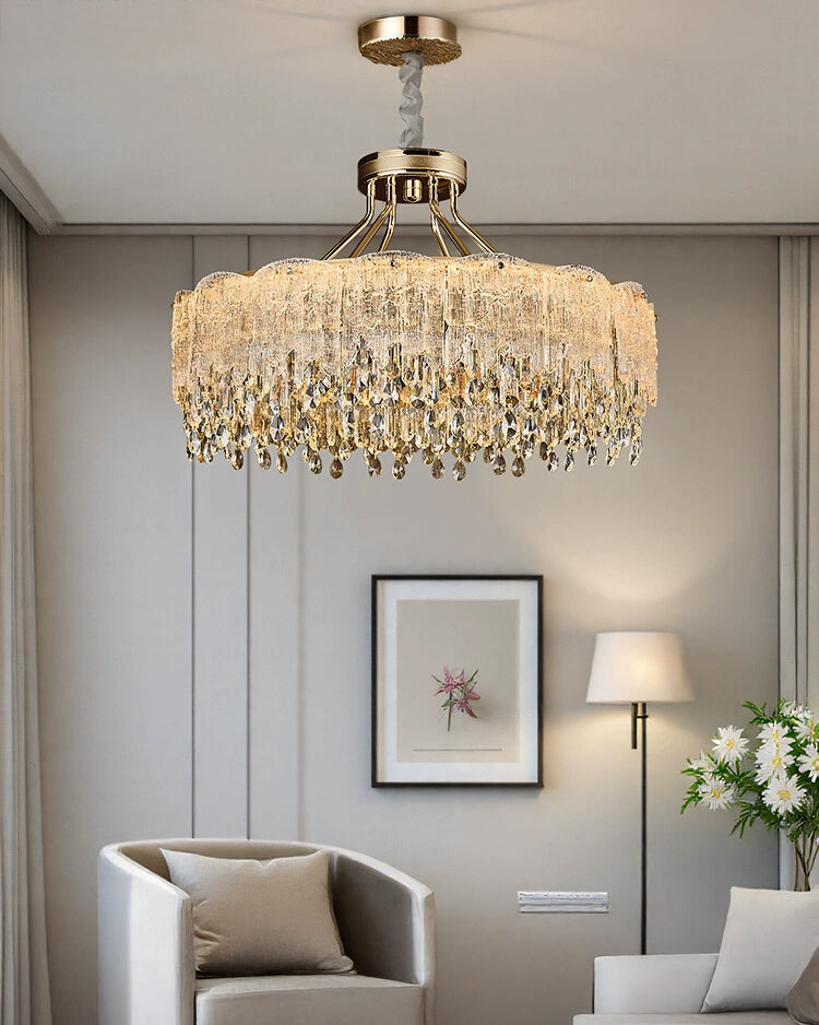 WOMO Gold Fringe Crystal Chandelier-WM3028