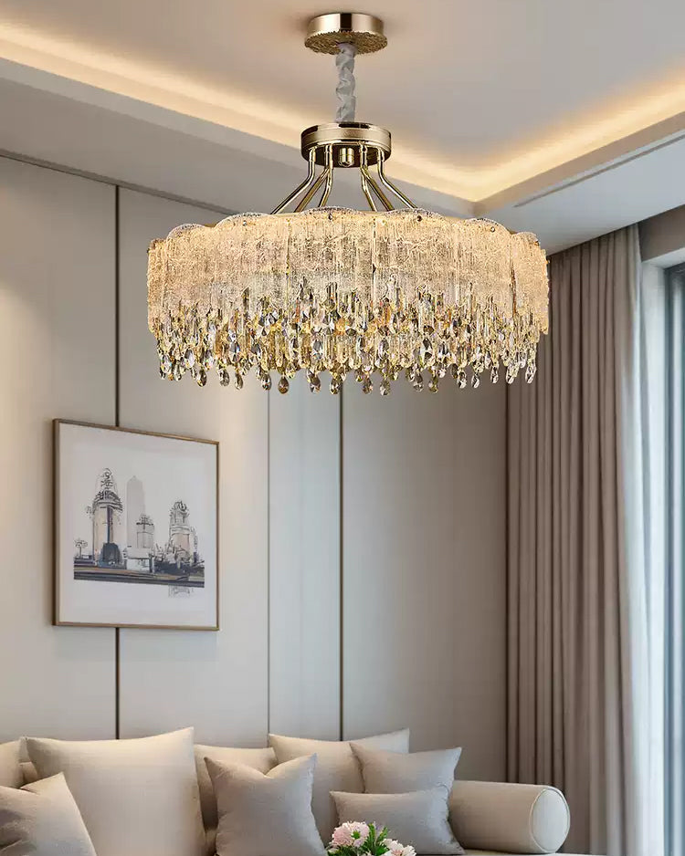 WOMO Gold Fringe Crystal Chandelier-WM3028