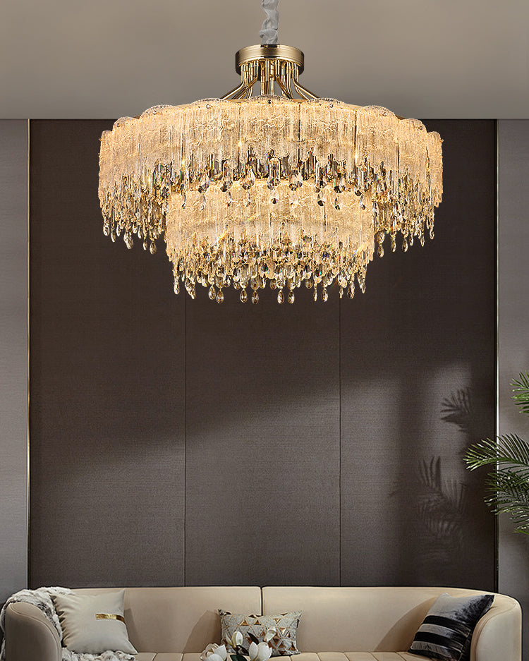 WOMO Gold Fringe Crystal Chandelier-WM3028