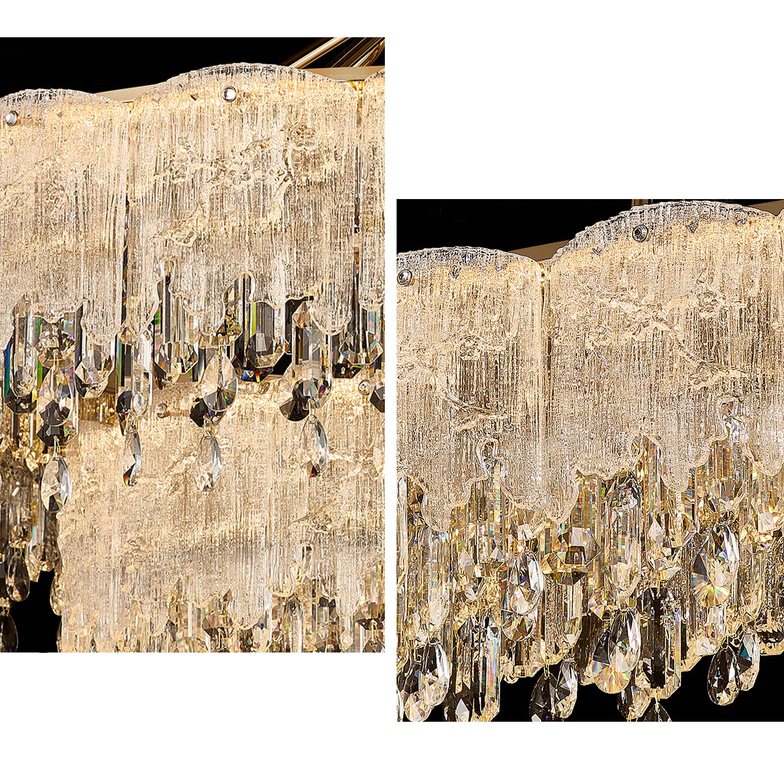 WOMO Gold Fringe Crystal Chandelier-WM3028